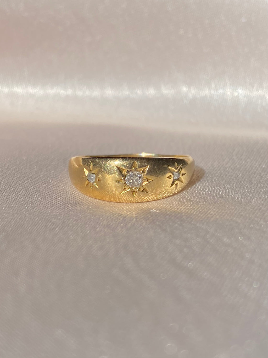 Antique 18k Trilogy Diamond Starburst Gypsy Ring 1913