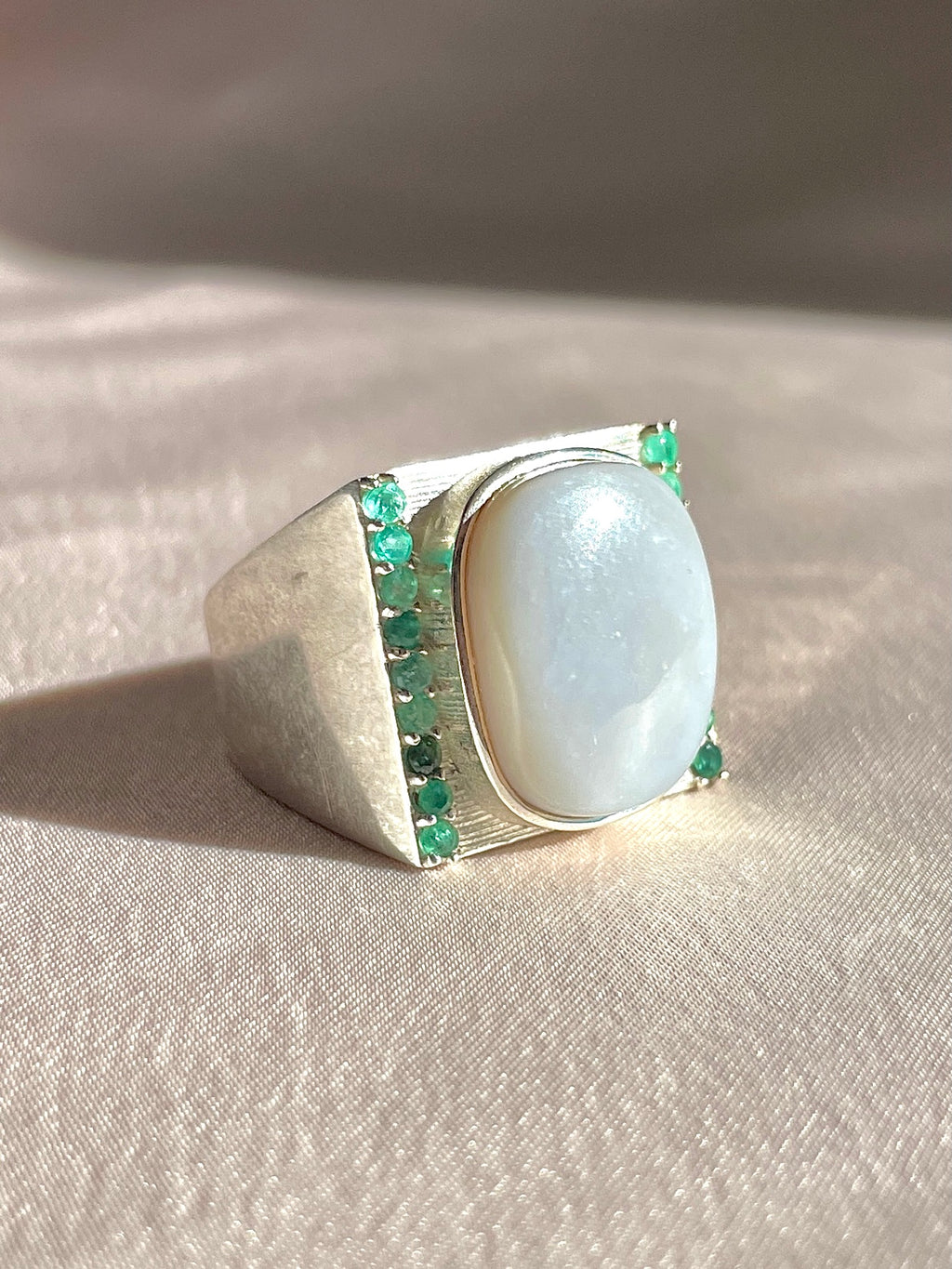 Opal Cabochon Emerald Dress Ring