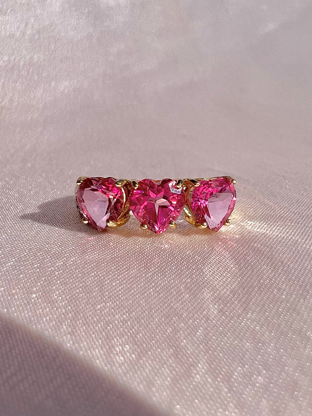 Vintage 9k Pink Heart Diamond Ring
