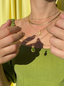 Vintage 9k Jade Bow Drop Necklace 1978