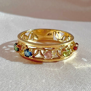 Vintage 14k Rainbow Gemstone Ring