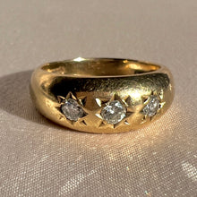 Load image into Gallery viewer, Vintage 9k Diamond Trilogy Starburst Revival Ring 1988
