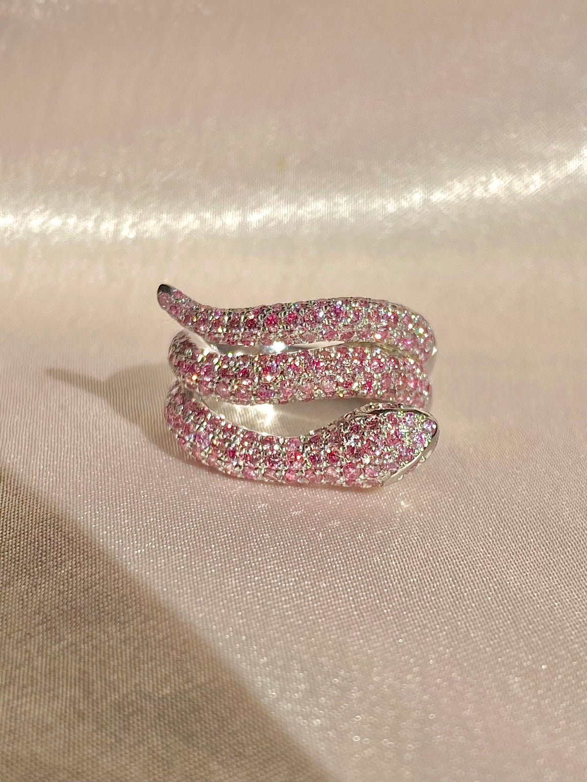 14k Pink Diamond Pavé Snake Ring 2 cts