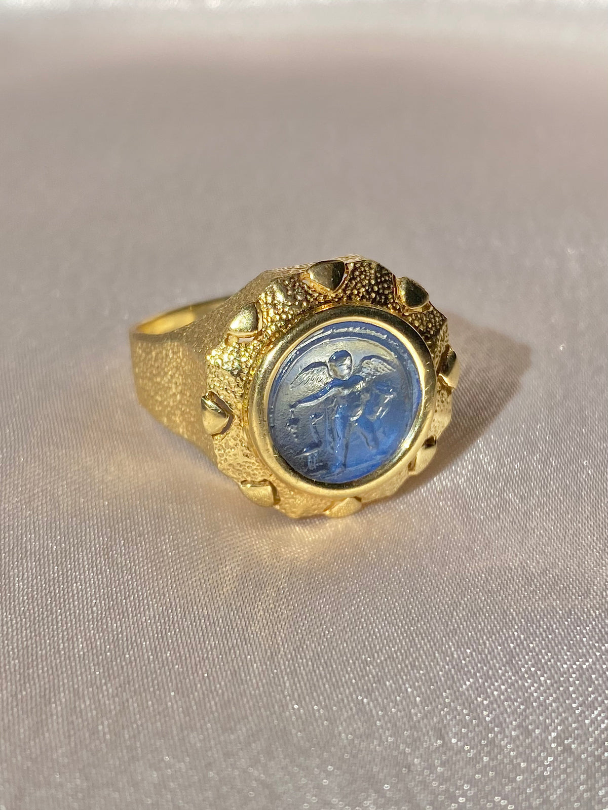 18k Italian Angel Cherub Intaglio Ring