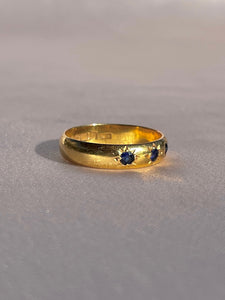 Antique 22k Sapphire Trilogy Starburst Ring 1924