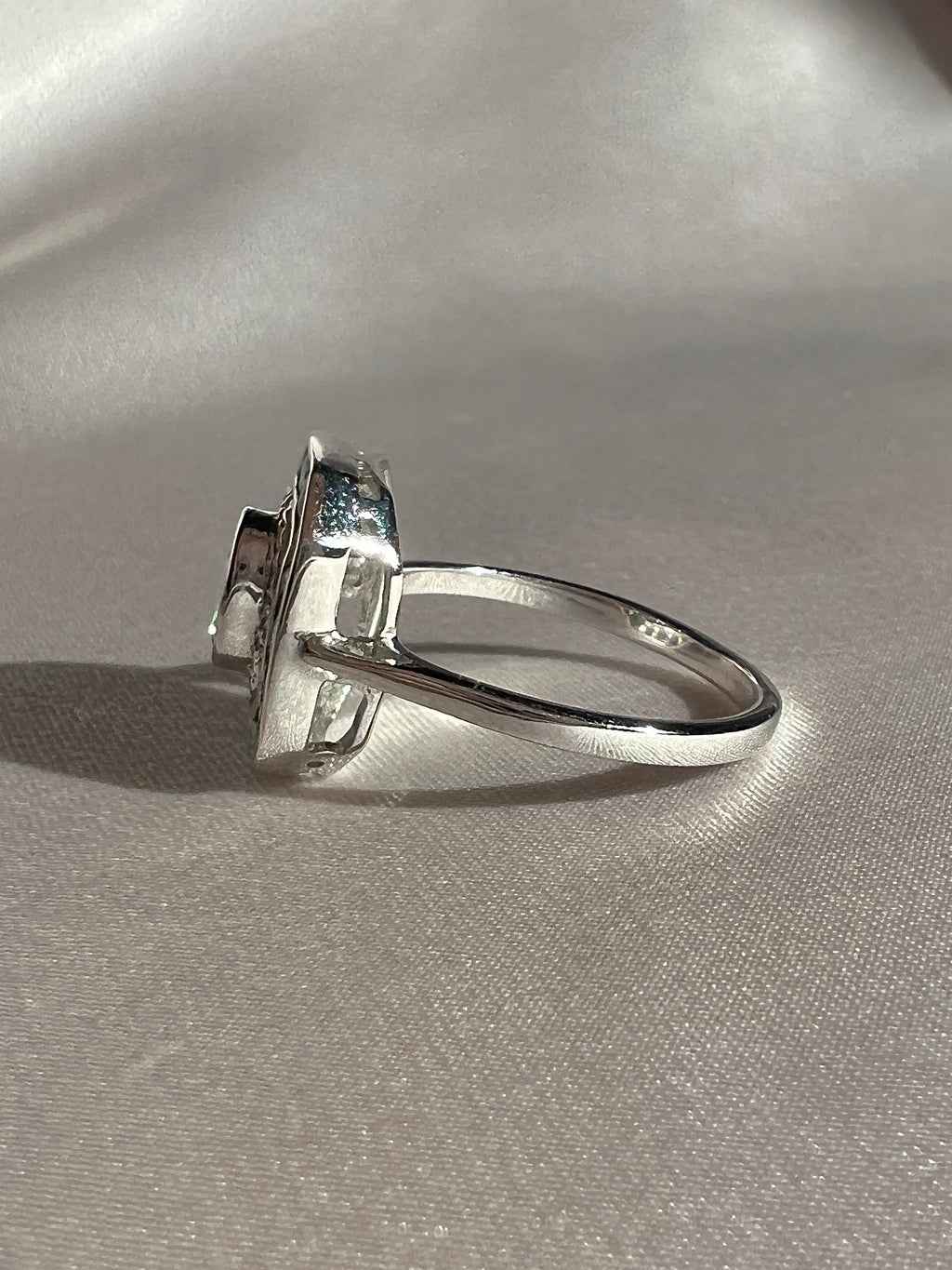 Emerald Diamond White Gold Target Deco Ring