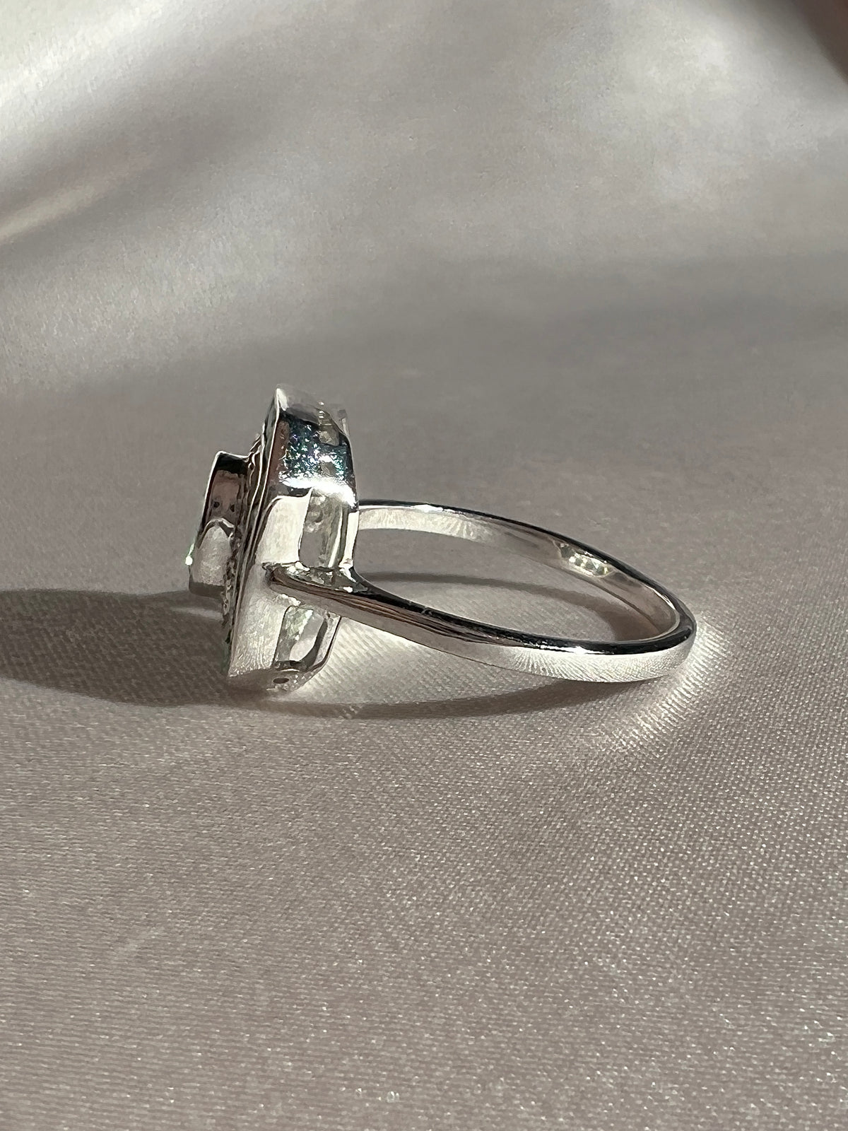 Emerald Diamond White Gold Target Deco Ring