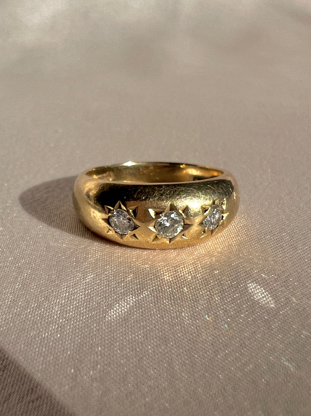 Vintage 9k Diamond Trilogy Starburst Revival Ring 1988