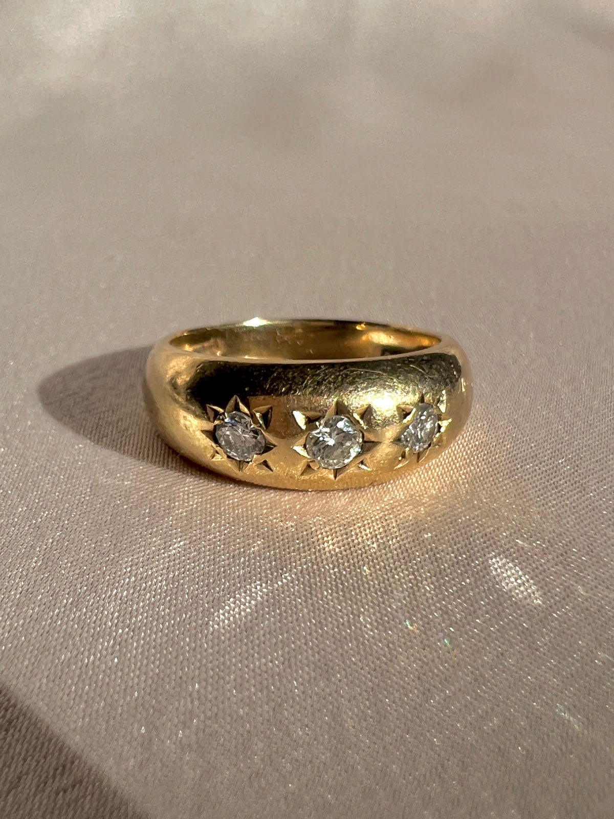 Vintage 9k Diamond Trilogy Starburst Revival Ring 1988