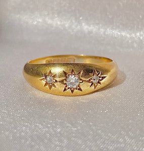 Antique 18k Diamond Trilogy Gypsy Ring 1919