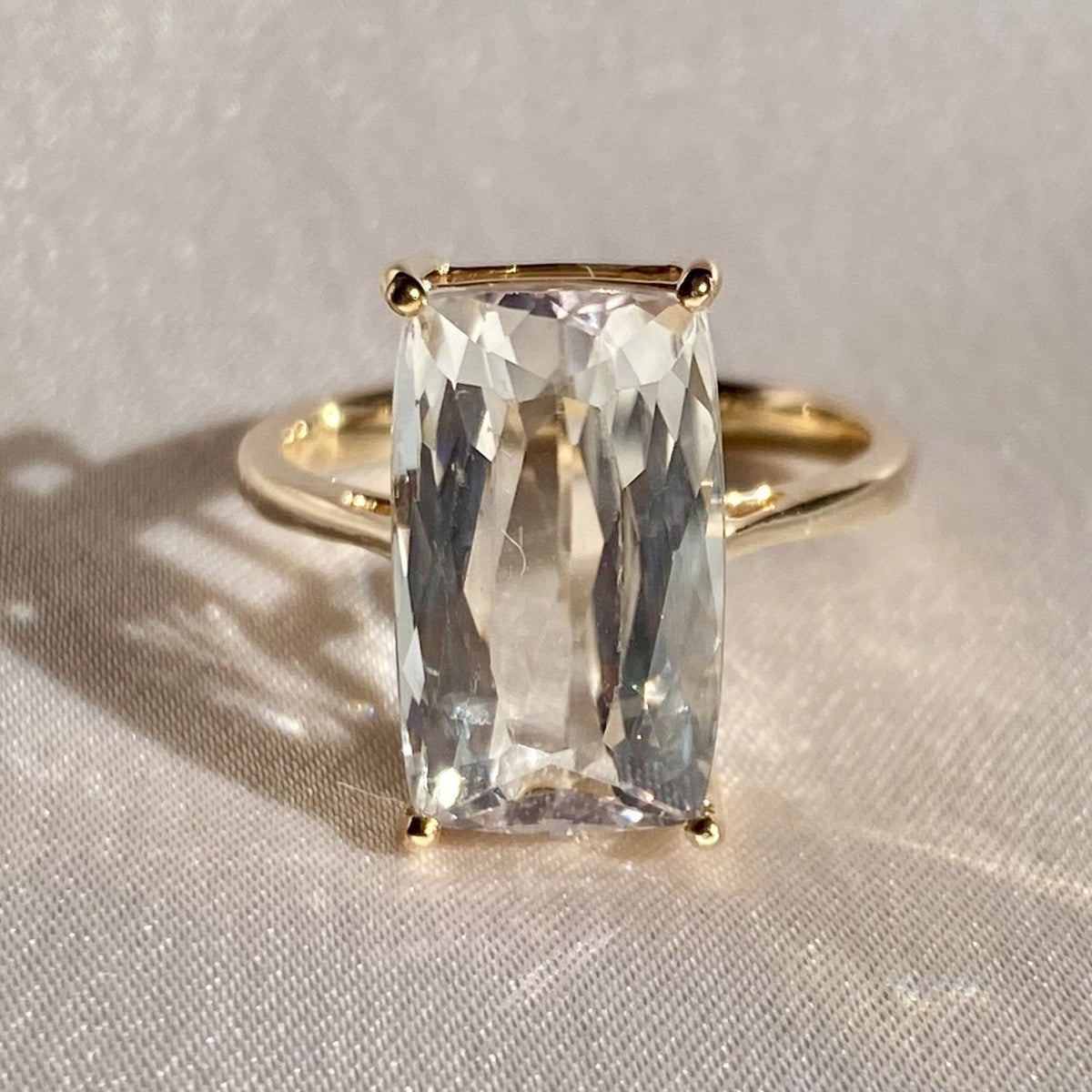 Vintage 14k Light Pink Morganite Solitaire Cocktail Ring