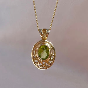 Vintage 9k Peridot Art Nouveau Revival Necklace