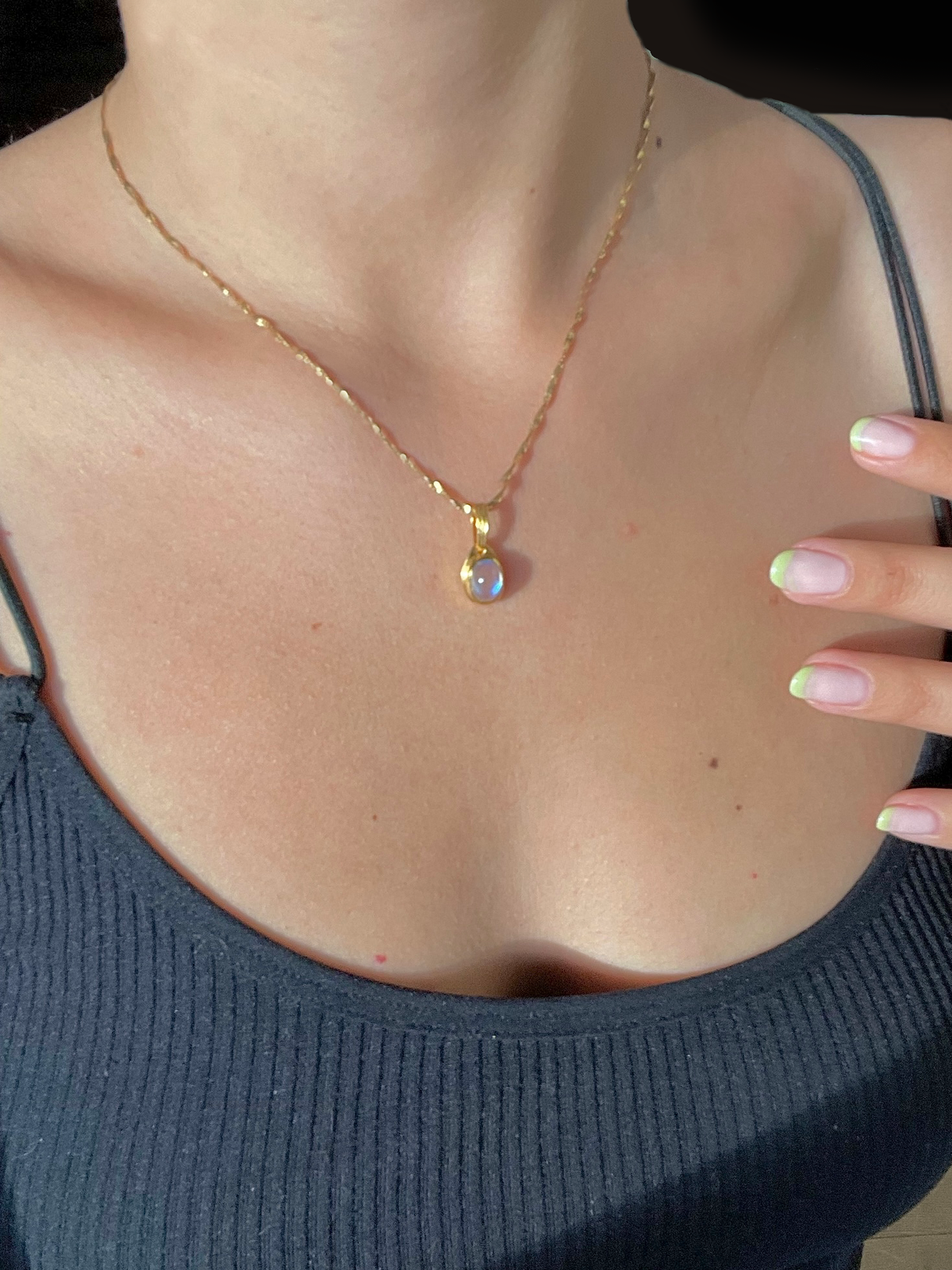Rainbow Moonstone Cab Pendant by 23carat
