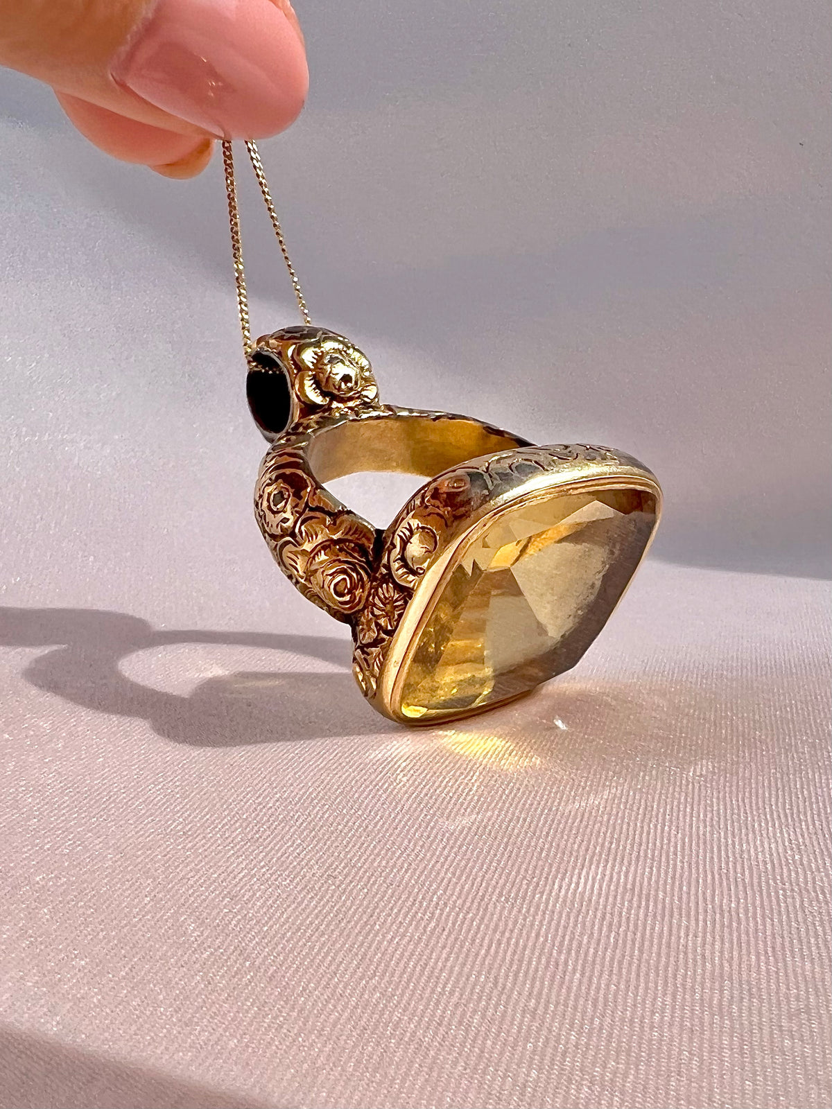 Antique Citrine Floral Fob Seal 1800s
